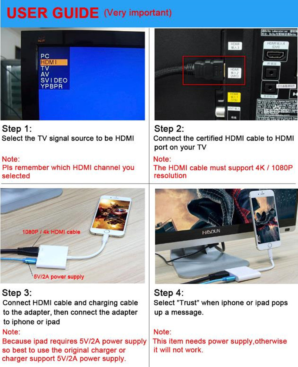Câble de chargement adaptateur Lightning vers HDMI Câble de chargement adaptateur Lightning vers HDMI